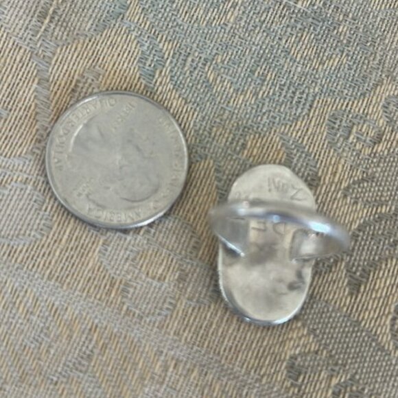 ZUNI D.F. ROMANCITO Turquoise MOP Silver Inlay RING - Picture 7 of 9